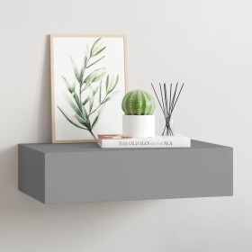 Estante con cajón de pared MDF gris 40x23,5x10 cm en Estanterías | Comprar online en Foru.es