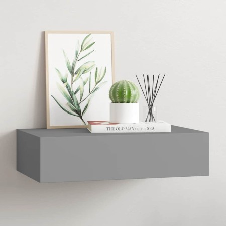 Estante con cajón de pared MDF gris 40x23,5x10 cm en Estanterías | Comprar online en Foru.es