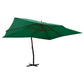 Sombrilla voladiza poste de madera verde 400x300 cm de vidaXL, Sombrillas - Ref: Foro24-318428, Precio: 153,15 €, Descuento: %