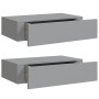Estantes de pared con cajón 2 uds MDF gris 40x23,5x10 cm en Estanterías | Comprar online en Foru.es