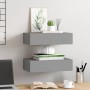 Estantes de pared con cajón 2 uds MDF gris 40x23,5x10 cm en Estanterías | Comprar online en Foru.es
