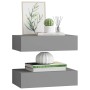 Estantes de pared con cajón 2 uds MDF gris 40x23,5x10 cm en Estanterías | Comprar online en Foru.es