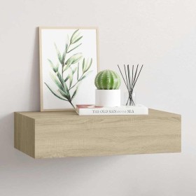 Estante con cajón de pared MDF roble 40x23,5x10 cm en Estanterías | Comprar online en Foru.es