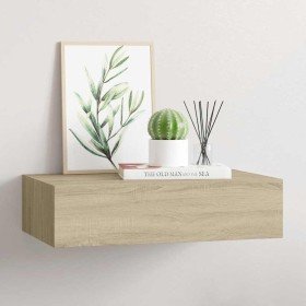 Estante con cajón de pared MDF roble 40x23,5x10 cm en Estanterías | Comprar online en Foru.es