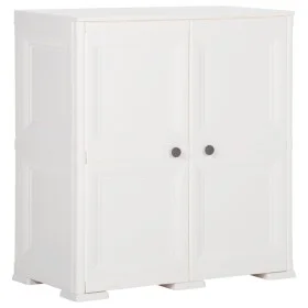 Armario de plástico diseño madera blanco angora 79x43x85,5 cm de vidaXL, Taquillas y armarios de almacenamiento - Ref: Foro24...