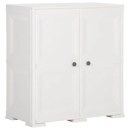 Armario de plástico diseño madera blanco angora 79x43x85,5 cm de vidaXL, Taquillas y armarios de almacenamiento - Ref: Foro24...