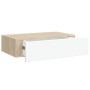 Estante de pared con cajón de MDF (roble y blanco, 40 x 23,5 x 10 cm) en Estanterías | Comprar online en Foru.es