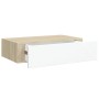 Estantes de pared con cajón 2 uds MDF roble/blanco 40x23,5x10cm en Estanterías | Comprar online en Foru.es