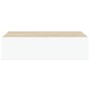 Estantes de pared con cajón 2 uds MDF roble/blanco 40x23,5x10cm en Estanterías | Comprar online en Foru.es