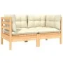 2-seater garden sofa in solid pine wood with cream cushions by vidaXL, Modular outdoor sofas - Ref: Foro24-806646, Price: 171...