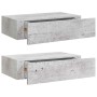 Estante de pared con cajón 2 uds MDF gris hormigón 40x23,5x10cm en Estanterías | Comprar online en Foru.es