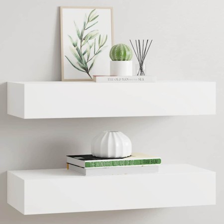 Estantes de pared con cajón 2 uds MDF blanco 60x23,5x10 cm en Estanterías | Comprar online en Foru.es