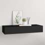 Estante con cajón de pared MDF negro 60x23,5x10 cm en Estanterías | Comprar online en Foru.es