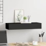 Estante con cajón de pared MDF negro 60x23,5x10 cm en Estanterías | Comprar online en Foru.es