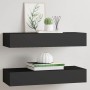 Estantes de pared con cajón 2 uds MDF negro 60x23,5x10 cm en Estanterías | Comprar online en Foru.es