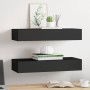 Estantes de pared con cajón 2 uds MDF negro 60x23,5x10 cm en Estanterías | Comprar online en Foru.es