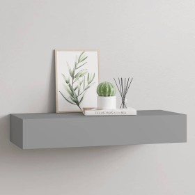 Estante con cajón de pared MDF gris 60x23,5x10 cm en Estanterías | Comprar online en Foru.es