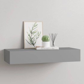 Estante con cajón de pared MDF gris 60x23,5x10 cm en Estanterías | Comprar online en Foru.es