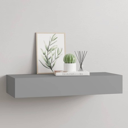 Estante con cajón de pared MDF gris 60x23,5x10 cm en Estanterías | Comprar online en Foru.es