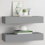 Estantes de pared con cajón 2 uds MDF gris 60x23,5x10 cm en Estanterías | Comprar online en Foru.es