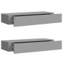 Estantes de pared con cajón 2 uds MDF gris 60x23,5x10 cm en Estanterías | Comprar online en Foru.es