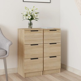 Aparadores 2 uds madera contrachapada roble Sonoma 30x30x70 cm de vidaXL, Aparadores - Ref: Foro24-811158, Precio: 93,81 €, D...