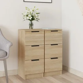 Aparadores 2 uds madera contrachapada roble Sonoma 30x30x70 cm de vidaXL, Aparadores - Ref: Foro24-811158, Precio: 92,41 €, D...