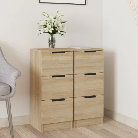 Aparadores 2 uds madera contrachapada roble Sonoma 30x30x70 cm de vidaXL, Aparadores - Ref: Foro24-811158, Precio: 92,41 €, D...
