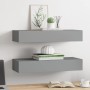 Estantes de pared con cajón 2 uds MDF gris 60x23,5x10 cm en Estanterías | Comprar online en Foru.es