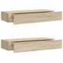 Estantes de pared con cajón 2 uds MDF roble 60x23,5x10 cm en Estanterías | Comprar online en Foru.es