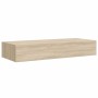 Estantes de pared con cajón 2 uds MDF roble 60x23,5x10 cm en Estanterías | Comprar online en Foru.es