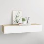 Estante de pared con cajón de MDF (roble y blanco, 60 x 23,5 x 10 cm) en Estanterías | Comprar online en Foru.es