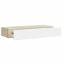 Estante de pared con cajón de MDF (roble y blanco, 60 x 23,5 x 10 cm) en Estanterías | Comprar online en Foru.es