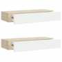 Estantes de pared (2 unidades, roble y blanco, 60 x 23,5 x 10 cm, MDF) en Estanterías | Comprar online en Foru.es