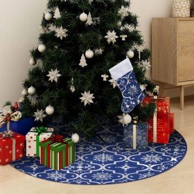 Falda del árbol de Navidad de lujo con calcetín tela azul 90 cm en Decoración Festiva y Estacional | Comprar online en Foru.es