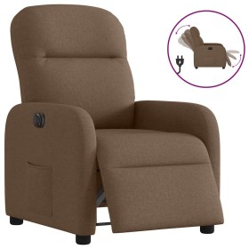 Sillón reclinable eléctrico de tela marrón en Sillones | Comprar online en Foru.es