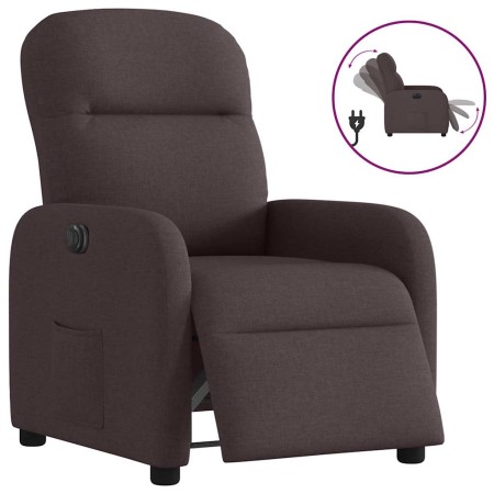 Sillón reclinable eléctrico tela marrón oscuro en Sillones | Comprar online en Foru.es