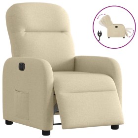 Sillón reclinable eléctrico de tela crema en Sillones | Comprar online en Foru.es