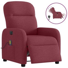 Sillón de masaje reclinable eléctrico tela rojo tinto en Sillones | Comprar online en Foru.es