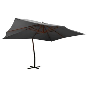 Sombrilla voladiza poste de madera antracita 400x300 cm de vidaXL, Sombrillas - Ref: Foro24-318430, Precio: 190,24 €, Descuen...
