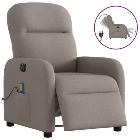 Sillón reclinable de masaje eléctrico tela gris taupe en Sillones | Comprar online en Foru.es