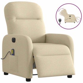 Sillón reclinable de masaje eléctrico tela color crema en Sillones | Comprar online en Foru.es