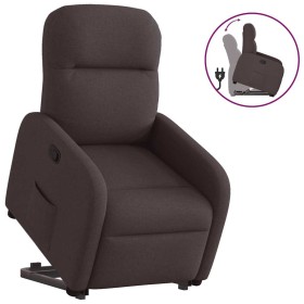 Sillón reclinable elevable tela marrón oscuro en Sillones | Comprar online en Foru.es