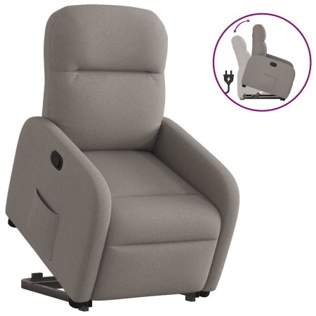 Sillón reclinable elevable tela gris taupe en Sillones | Comprar online en Foru.es