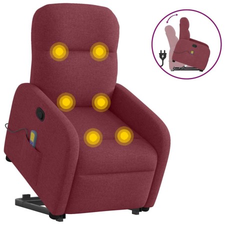 Sillón reclinable de masaje elevable tela rojo tinto en Sillones | Comprar online en Foru.es