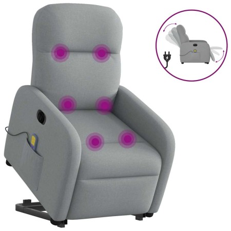 Sillón de masaje eléctrico reclinable elevable tela gris claro en Sillones | Comprar online en Foru.es