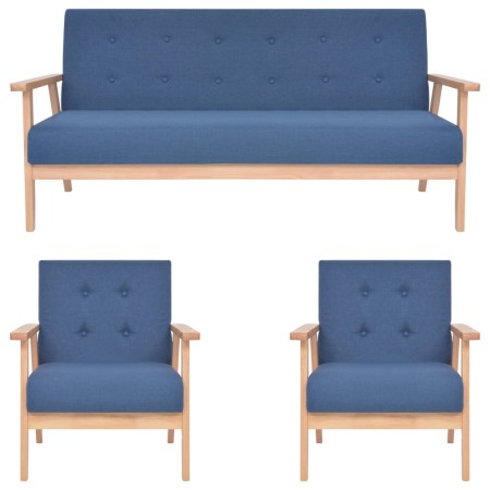 Juego de sofás de 3 piezas tela azul en Sofás | Comprar online en Foru.es