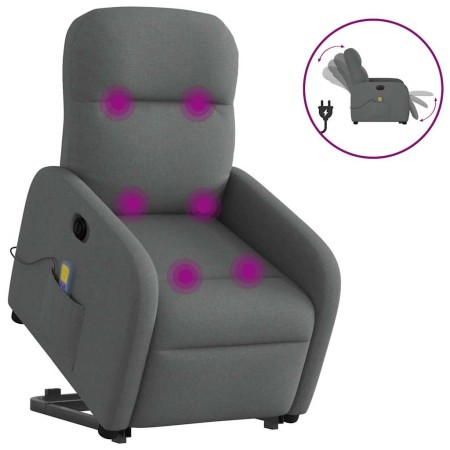 Sillón de masaje eléctrico reclinable elevable tela gris oscuro en Sillones | Comprar online en Foru.es