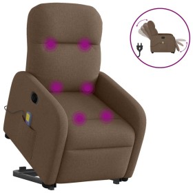Sillón de masaje eléctrico reclinable elevable tela marrón en Sillones | Comprar online en Foru.es