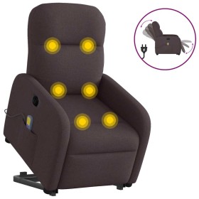 Sillón masaje eléctrico reclinable elevable tela marrón oscuro en Sillones | Comprar online en Foru.es